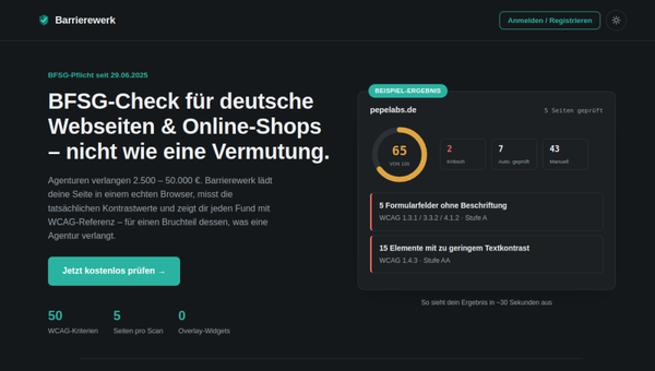 Vorschau Barrierewerk Website